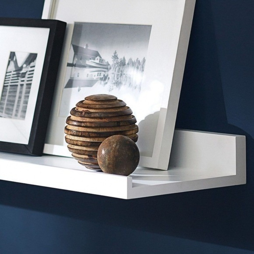 Pottery Barn Holman Handmade Floating Ledge Modern White Wood Shelf 11.5" x 24" - Picture 3 of 9